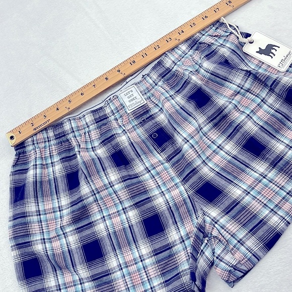 NWT PJ Salvage XL 100% Cotton Blue Pink Plaid Boxer Short Pajama - Picture 4 of 11